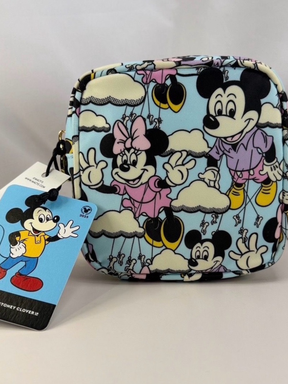 Disney Mickey & Minnie Cloud Print Mini Pouch - Light Blue, Pink, Yellow